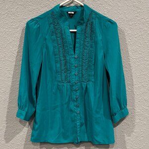 Banana Republic Teal Quarter Sleeve Blouse | Size Petite XS